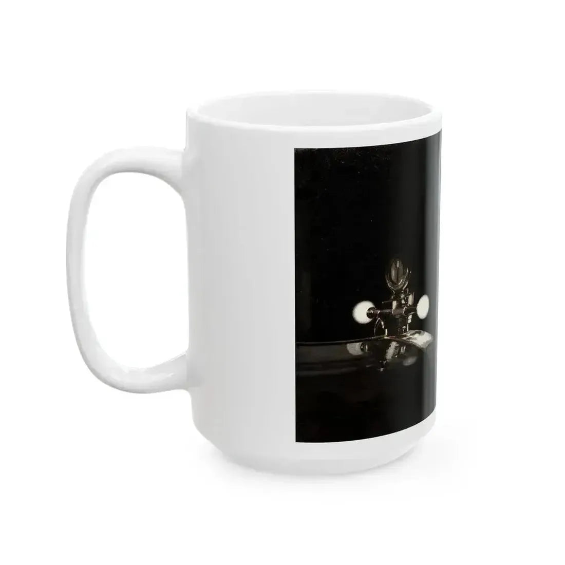 Admiring the Hood Ornament, car ad illustration - White Coffee Mug - Go Mug Yourself