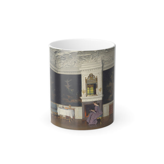 Adolf Heinrich Claus Hansen (1859-1925) A mandolin player in an Interior - Oil on Canvas - Color Changing Mug 11oz-11oz-Go Mug Yourself