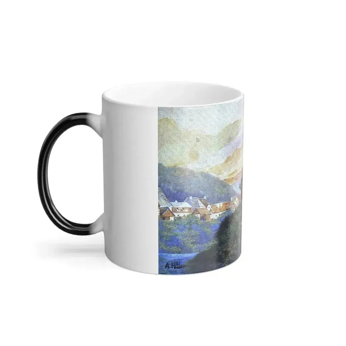 Adolf Hitler (1889-1945) Village on a River Bluff - Watercolor on Paper 1909-10 - Color Changing Mug 11oz - Go Mug Yourself
