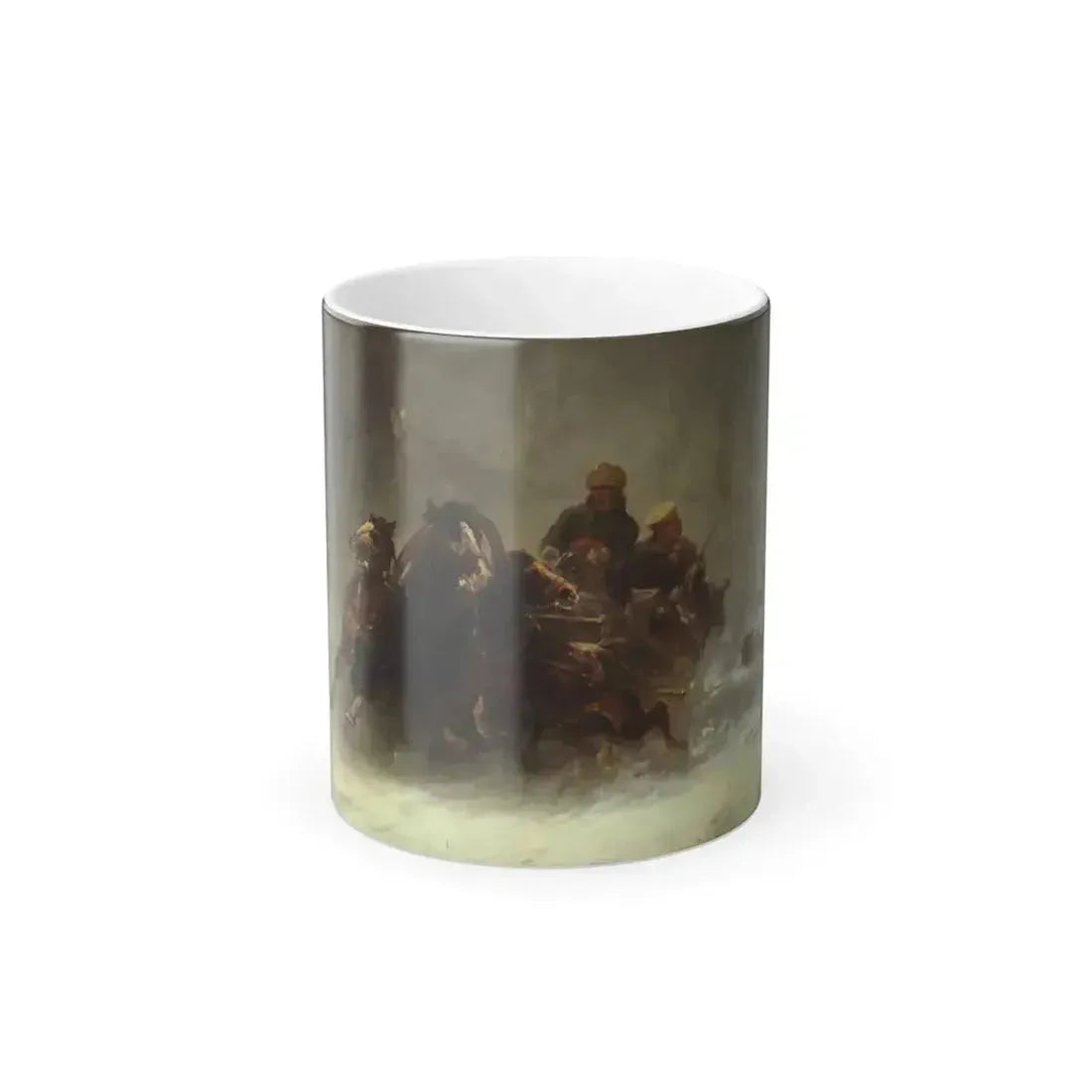 Adolf Schreyer (1828-1899) A Troika Persued by Wolves - Color Changing Mug 11oz 11oz - Go Mug Yourself