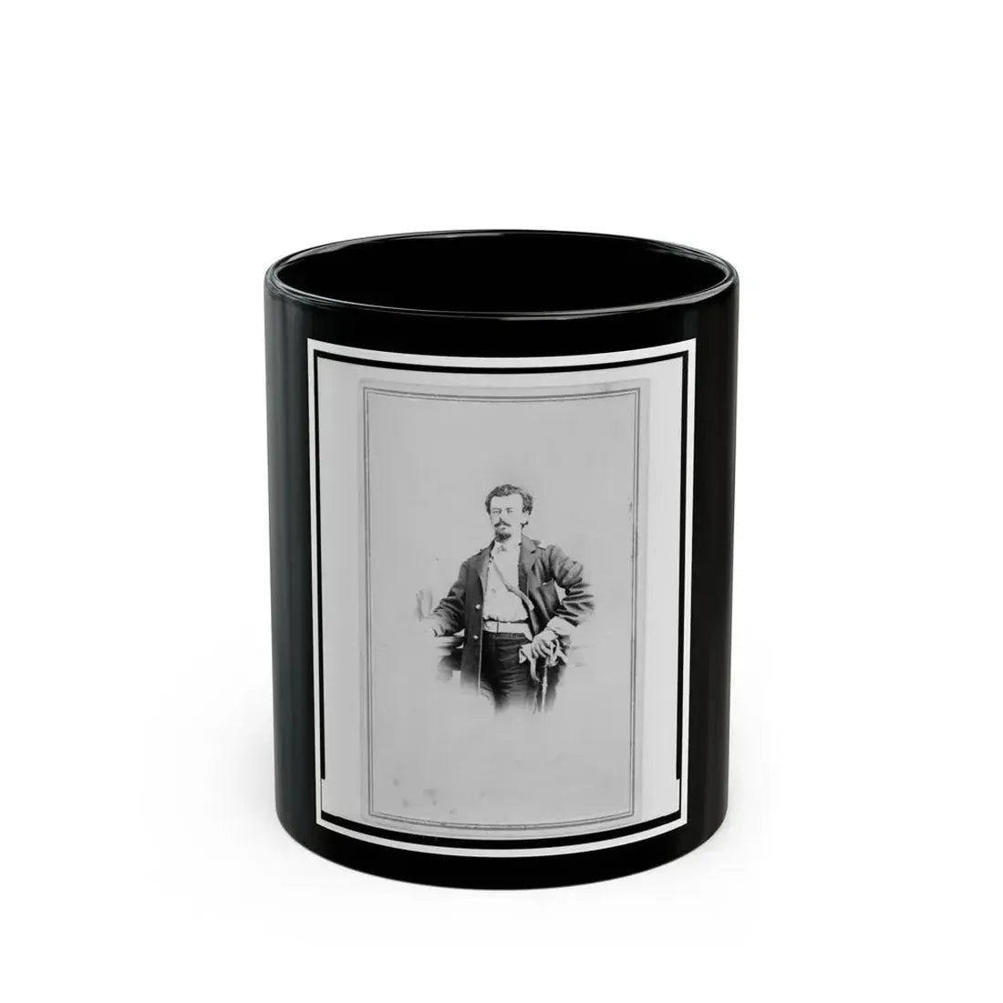 Adolph Metzner, Union Officer In The 32nd Indiana Regiment, Full-Length Portrait, Standing, Facing Front (U.S. Civil War) Black Coffee Mug 11oz - Go Mug Yourself