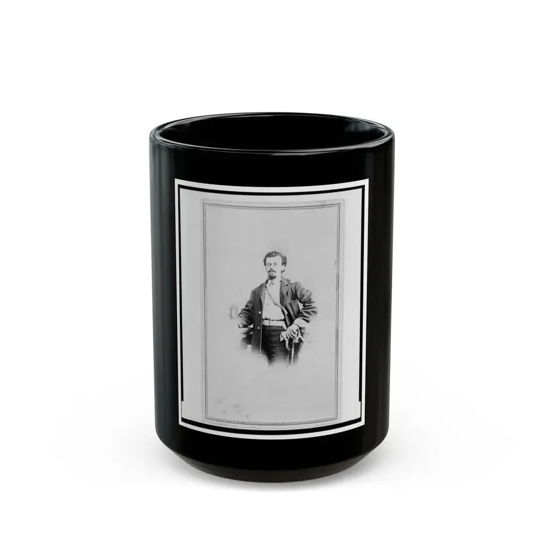 Adolph Metzner, Union Officer In The 32nd Indiana Regiment, Full-Length Portrait, Standing, Facing Front (U.S. Civil War) Black Coffee Mug 15oz - Go Mug Yourself