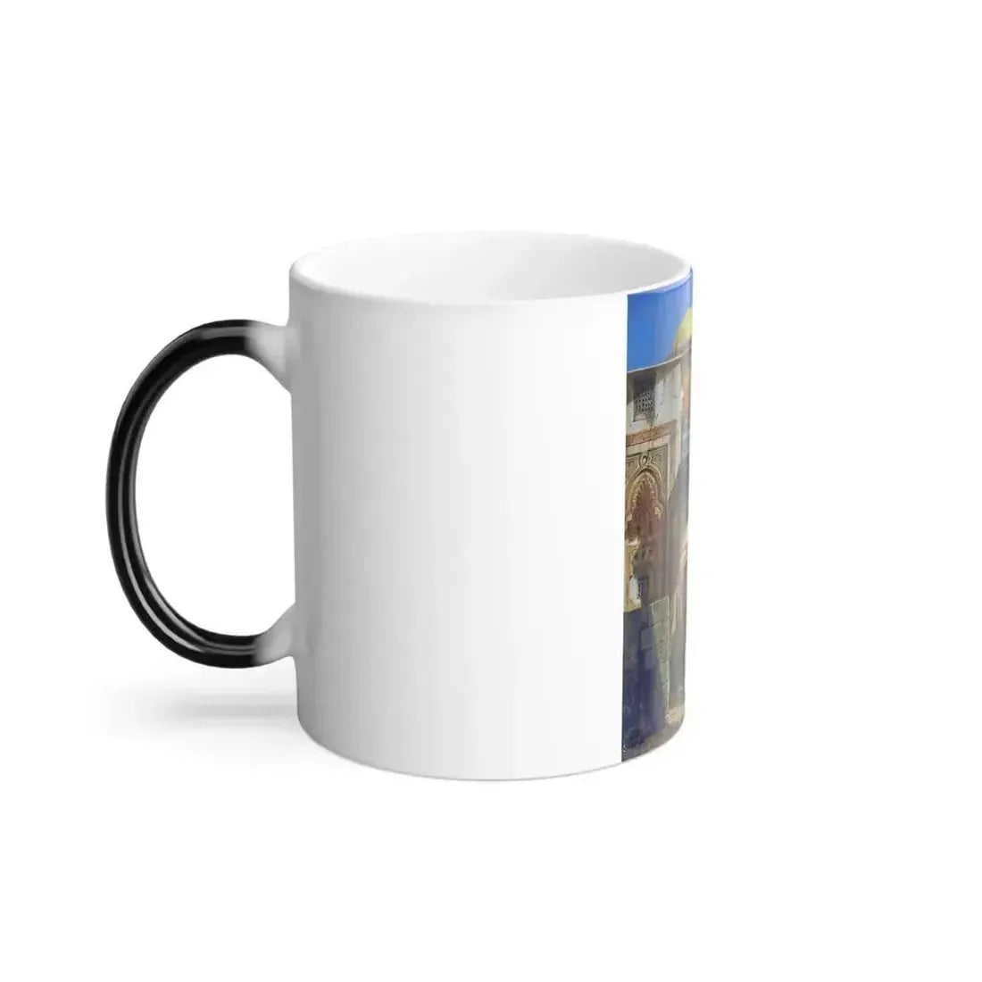 Adrien Dauzats (1804-1868) A street scene in old Cairo near the Ibn Tulun Mosque - Oil on panel - Color Changing Mug 11oz - Go Mug Yourself