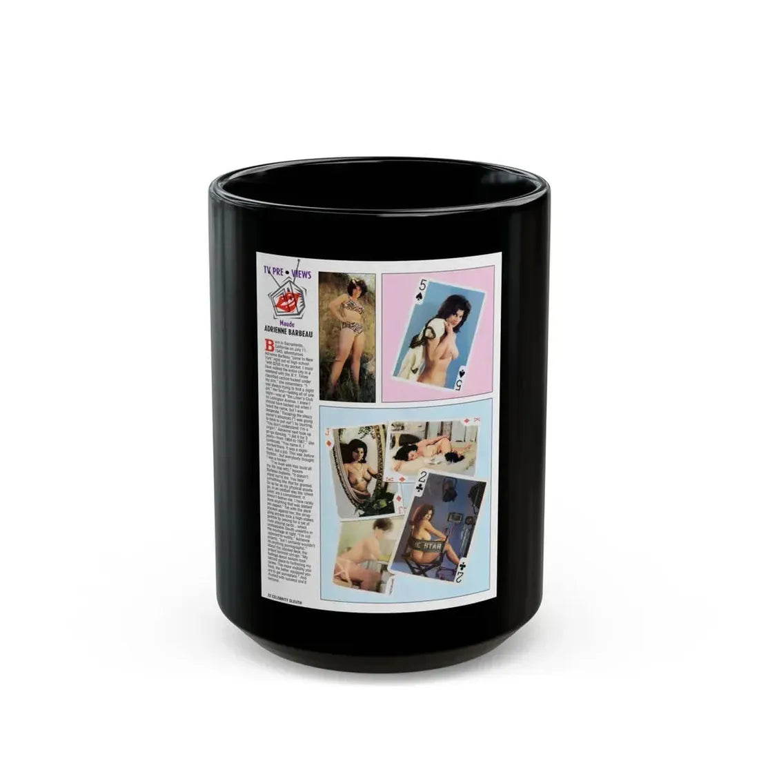 Adrienne Barbeau #47 - Topless Mag. Spread (Vintage Female Icon) Black Coffee Mug 15oz - Go Mug Yourself