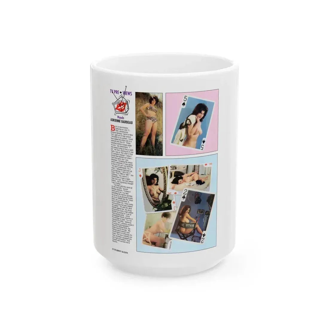 Adrienne Barbeau #47 - Topless Mag. Spread (Vintage Female Icon) White Coffee Mug 15oz - Go Mug Yourself