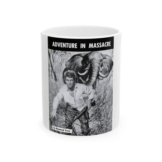 Adventure In Massacre, Peril magazine, June 1957 - White Coffee Mug 11oz - Go Mug Yourself