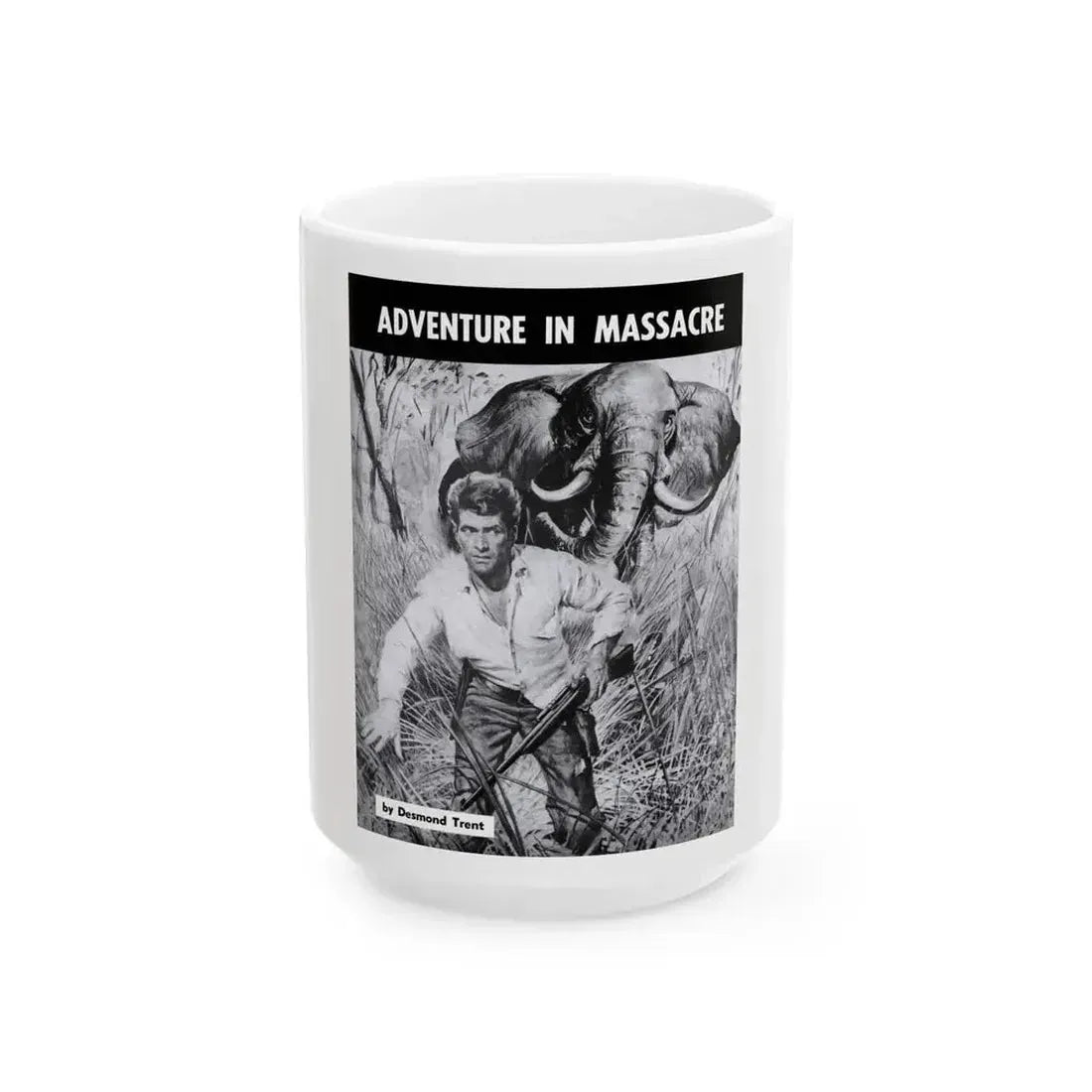 Adventure In Massacre, Peril magazine, June 1957 - White Coffee Mug 15oz - Go Mug Yourself