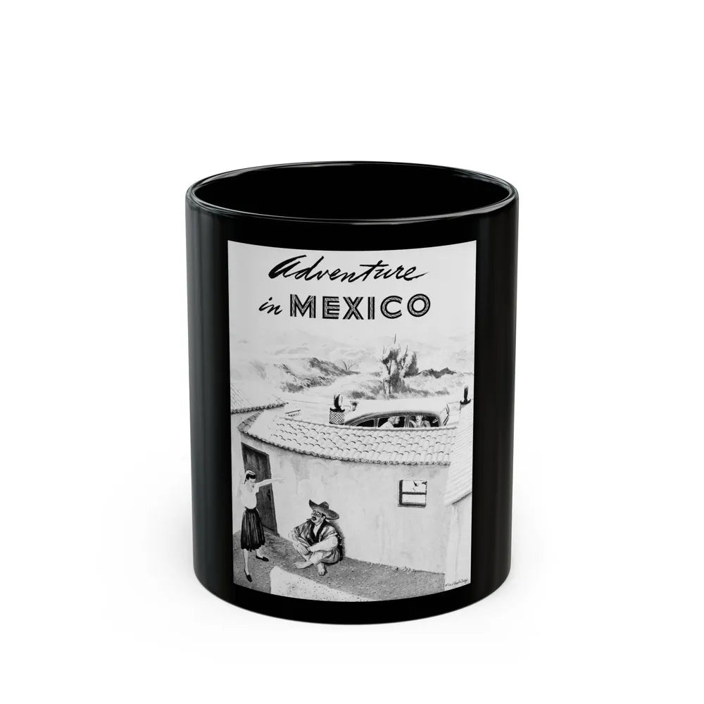 Adventure in Mexico, Calling All Girls, March 1947 - Black Coffee Mug-11oz-Go Mug Yourself