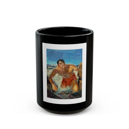 Adventure pulp magazine, cover art - Black Coffee Mug-15oz-Go Mug Yourself