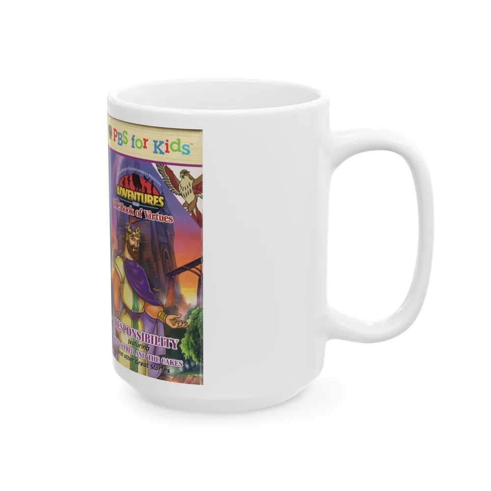 ADVENTURES FROM THE BOOK OF VIRTUES KING ALFRED AND THE CAKES (VHS COVER) - White Coffee Mug-Go Mug Yourself