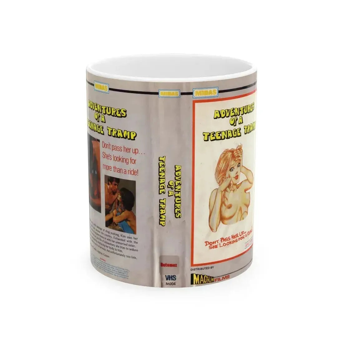ADVENTURES OF A TEENAGE TRAMP (VHS COVER) - White Coffee Mug 11oz - Go Mug Yourself