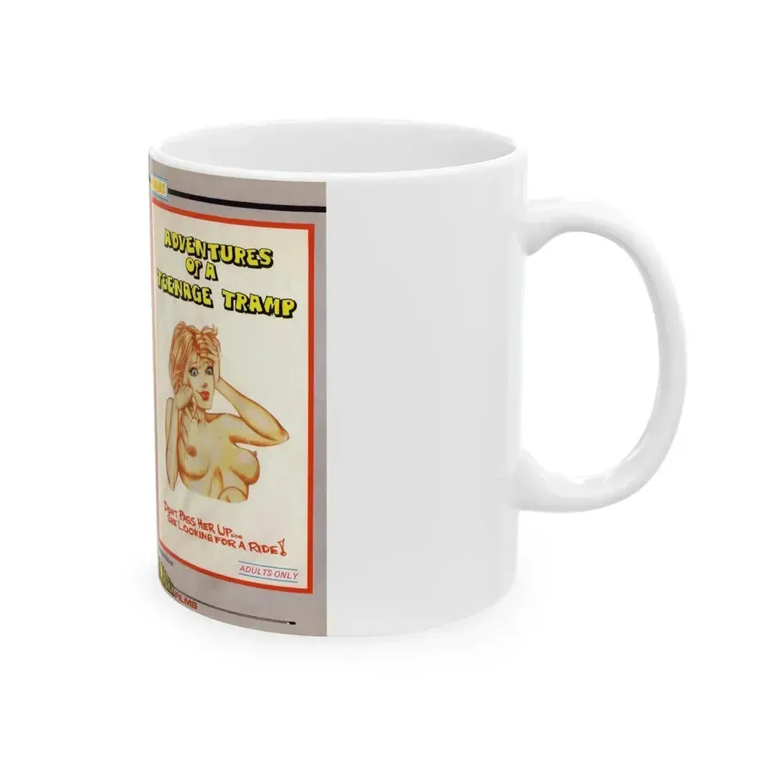 ADVENTURES OF A TEENAGE TRAMP (VHS COVER) - White Coffee Mug - Go Mug Yourself