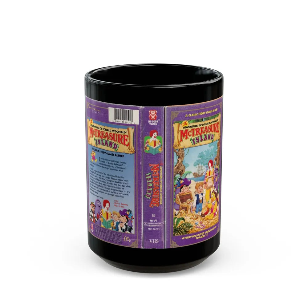 ADVENTURES OF RONALD MCDONALD MCTREASURE ISLAND (VHS COVER) - Black Coffee Mug-15oz-Go Mug Yourself