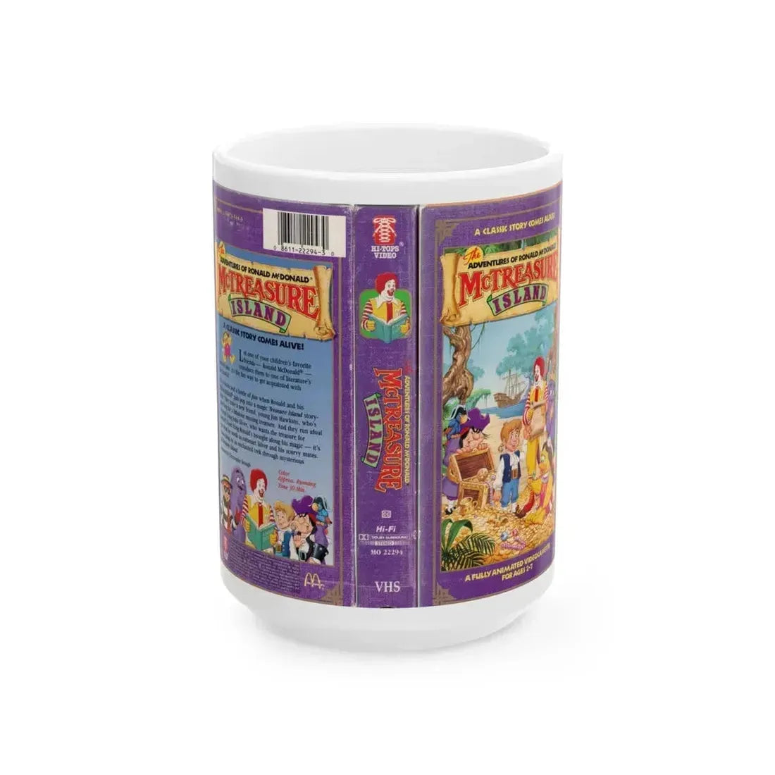 ADVENTURES OF RONALD MCDONALD MCTREASURE ISLAND (VHS COVER) - White Coffee Mug 15oz - Go Mug Yourself