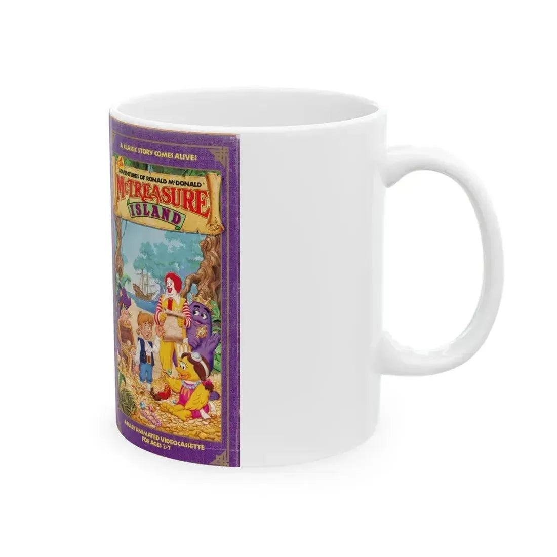 ADVENTURES OF RONALD MCDONALD MCTREASURE ISLAND (VHS COVER) - White Coffee Mug - Go Mug Yourself