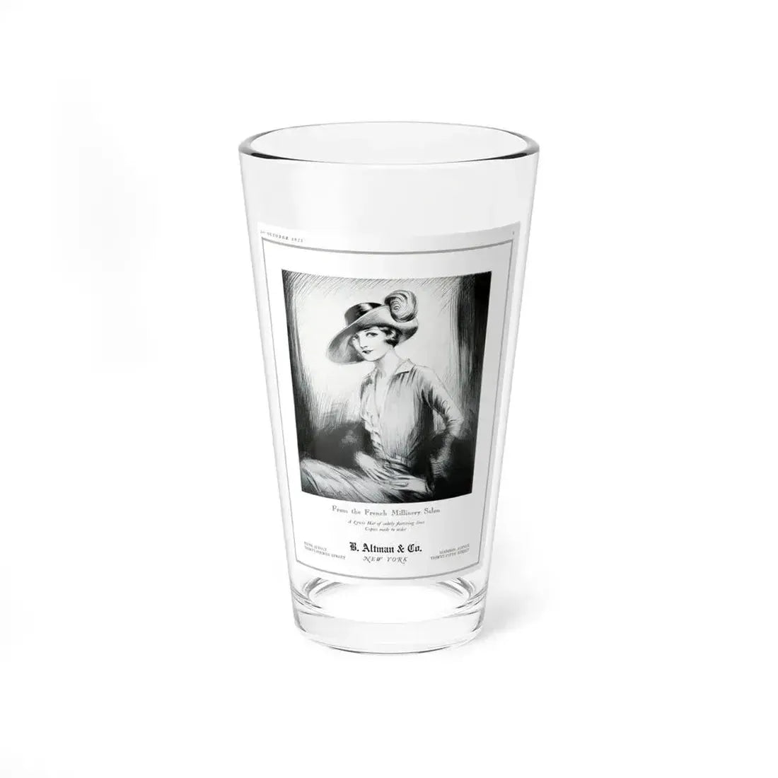 Advertisement for B. Altman and Co., Harper's Bazaar, October 1925 (Magazine Illustration) Pint Glass 16oz 16oz - Go Mug Yourself