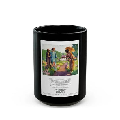 Advertisement for Cheney Silks, Harper's Bazaar, April 1923 - Black Coffee Mug 15oz - Go Mug Yourself