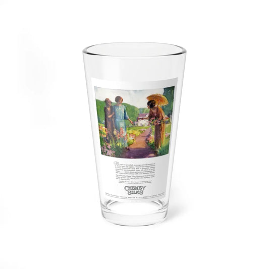 Advertisement for Cheney Silks, Harper's Bazaar, April 1923 (Magazine Illustration) Pint Glass 16oz-16oz-Go Mug Yourself