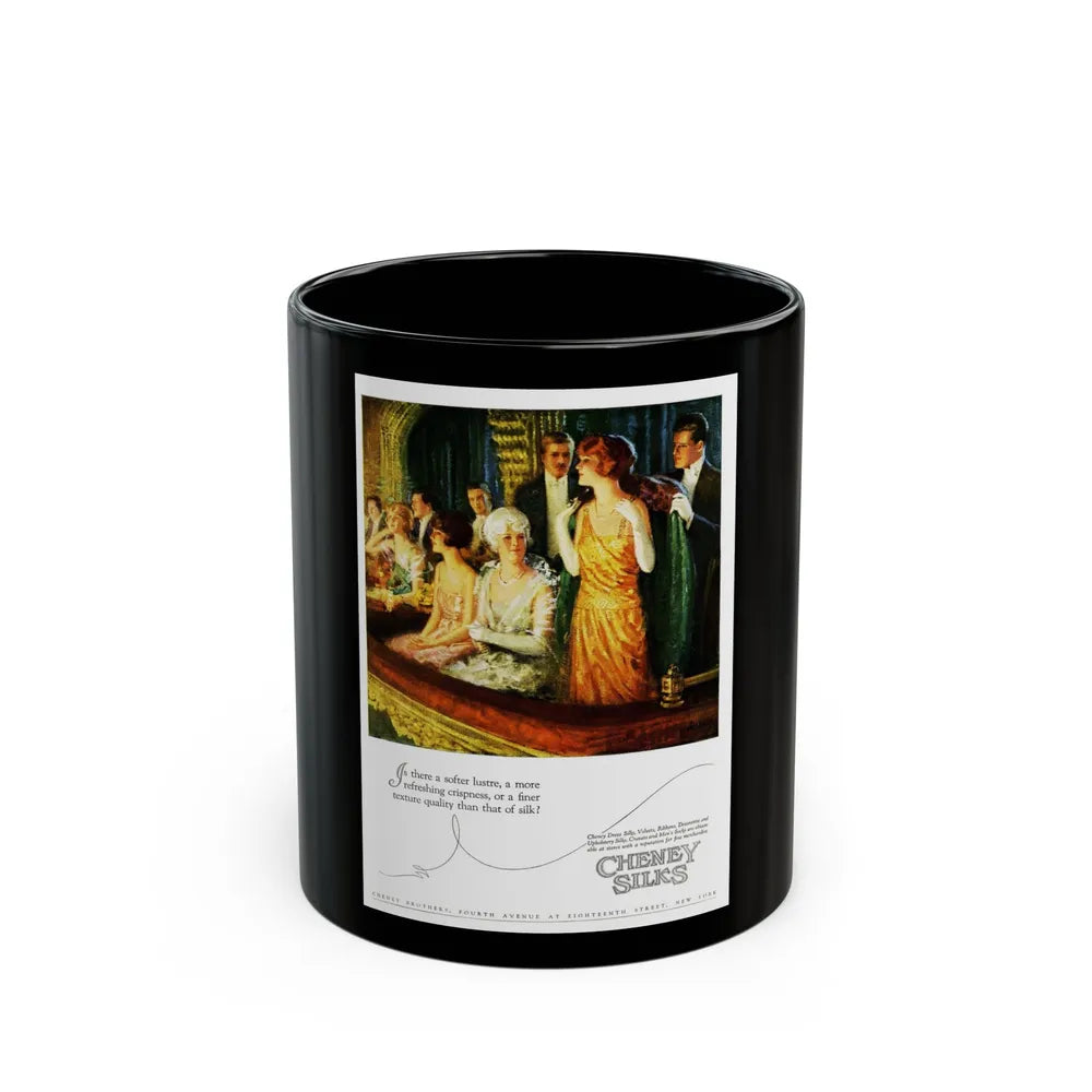 Advertisement for Cheney Silks, Harper's Bazaar, October 1922 - Black Coffee Mug-11oz-Go Mug Yourself