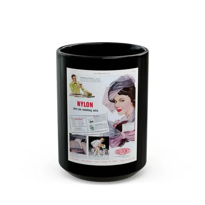 Advertisement for DuPont, Saturday Evening Post, April 9, 1949 - Black Coffee Mug 15oz - Go Mug Yourself
