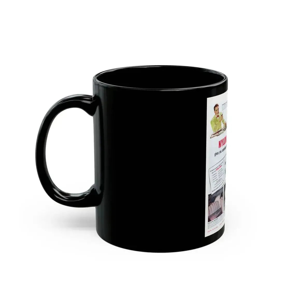 Advertisement for DuPont, Saturday Evening Post, April 9, 1949 - Black Coffee Mug - Go Mug Yourself