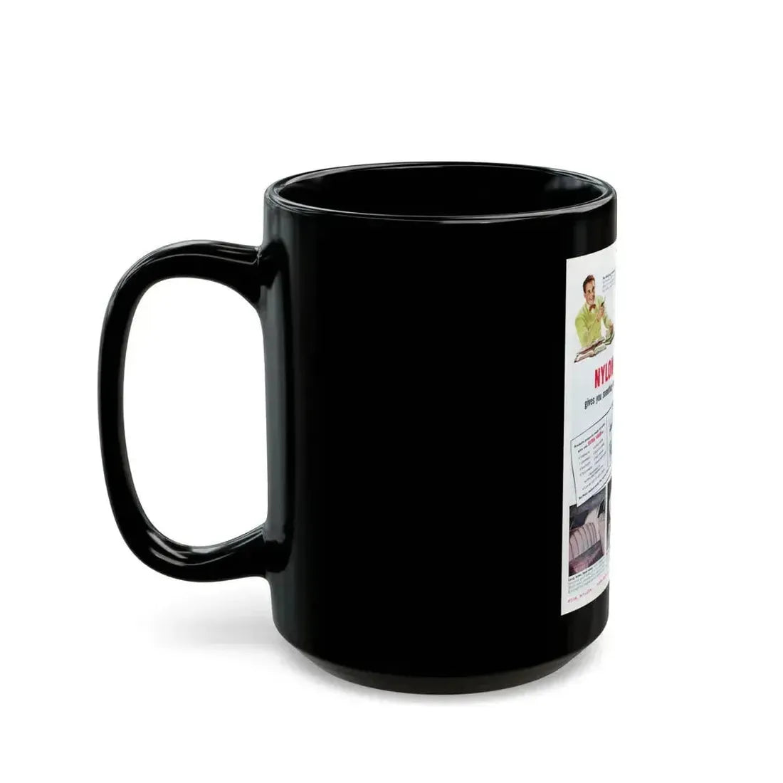 Advertisement for DuPont, Saturday Evening Post, April 9, 1949 - Black Coffee Mug - Go Mug Yourself