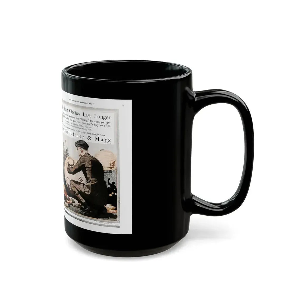 Advertisement for Hart Schaffer & Marx, Saturday Evening Post, March 6, 1920 - Black Coffee Mug - Go Mug Yourself