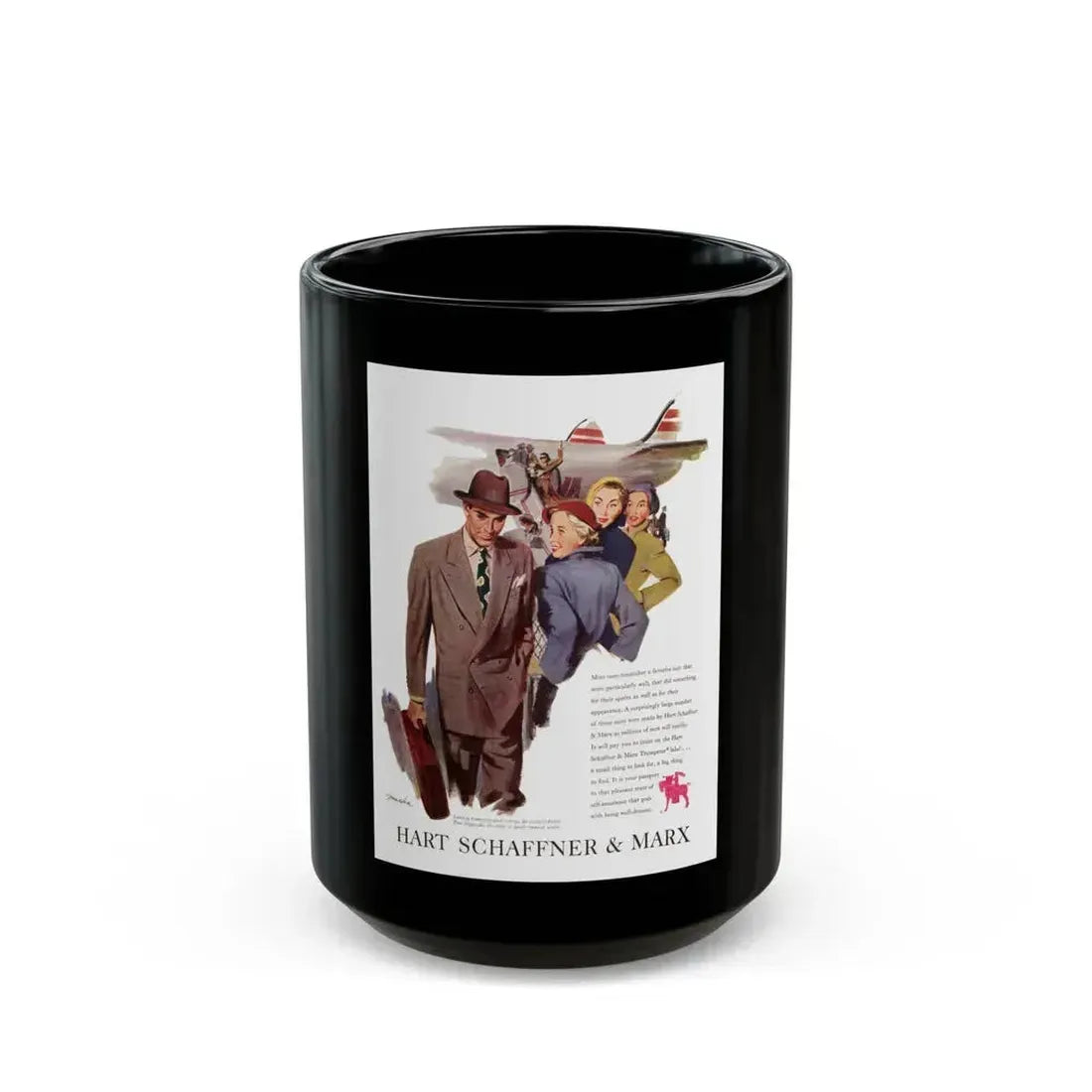 Advertisement for Hart Schaffner & Marx, Saturday Evening Post, November 5, 1949 - Black Coffee Mug 15oz - Go Mug Yourself