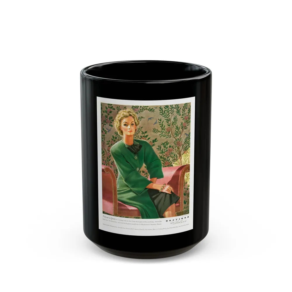 Advertisement for Hockanum Woolens, 1942 - Black Coffee Mug-15oz-Go Mug Yourself