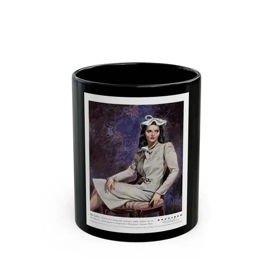 Advertisement for Hockanum Woolens, Harper's Bazaar, February 1942 - Black Coffee Mug 11oz - Go Mug Yourself