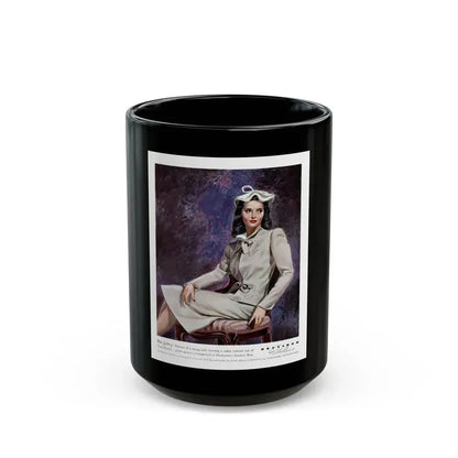 Advertisement for Hockanum Woolens, Harper's Bazaar, February 1942 - Black Coffee Mug 15oz - Go Mug Yourself