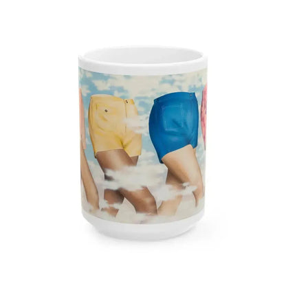 Advertisement for men's shorts, circa 1975-79 - White Coffee Mug 15oz - Go Mug Yourself