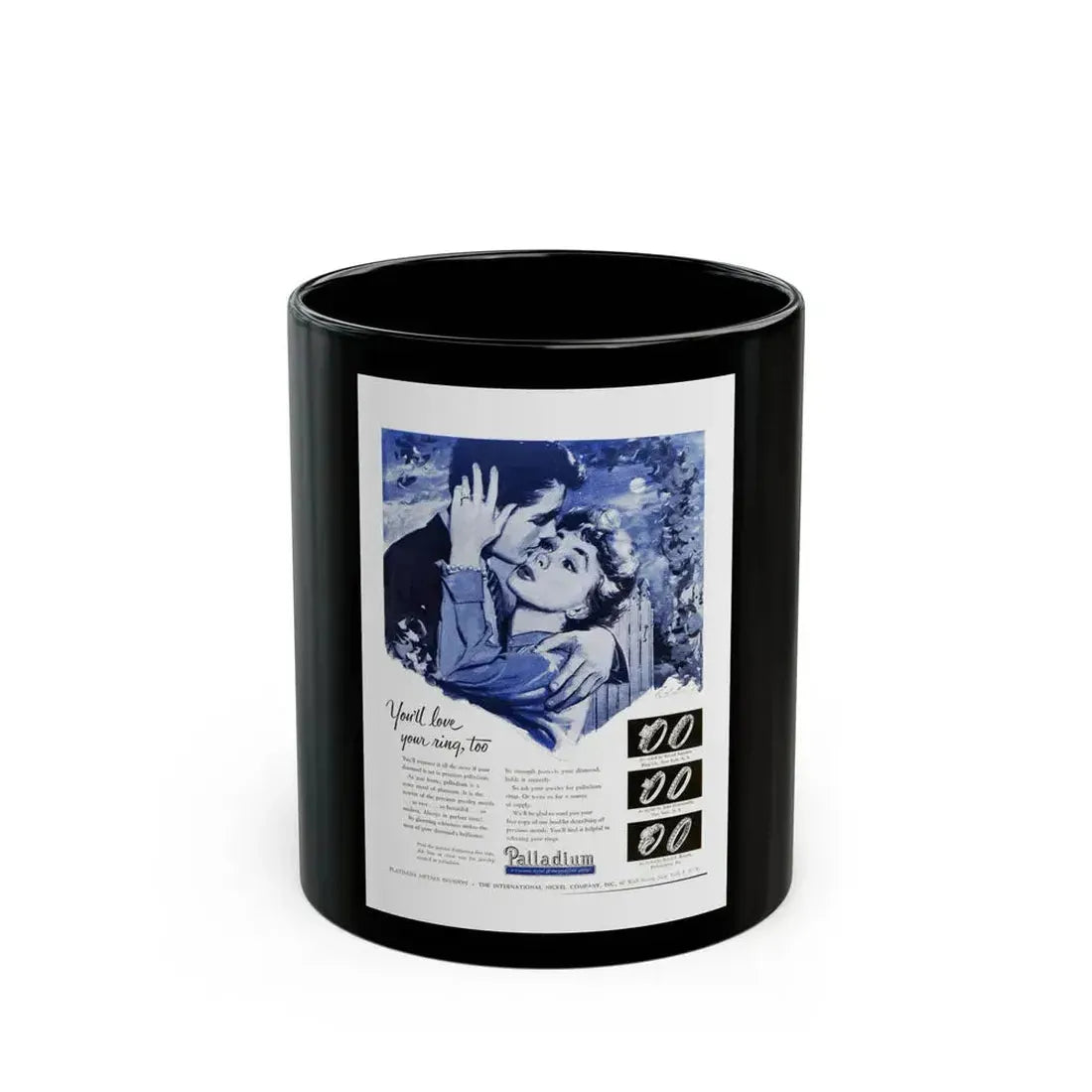 Advertisement for Palladium, Harper's Bazaar, September 1954 - Black Coffee Mug 11oz - Go Mug Yourself
