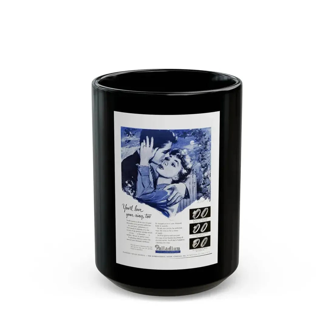 Advertisement for Palladium, Harper's Bazaar, September 1954 - Black Coffee Mug 15oz - Go Mug Yourself