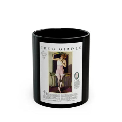 Advertisement for Treo-Girdle, Harper's Bazaar, April 1923 - Black Coffee Mug 11oz - Go Mug Yourself