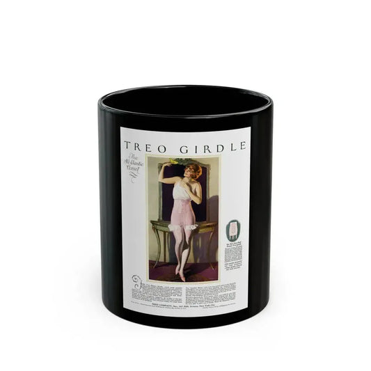 Advertisement for Treo-Girdle, Harper's Bazaar, April 1923 - Black Coffee Mug 11oz - Go Mug Yourself