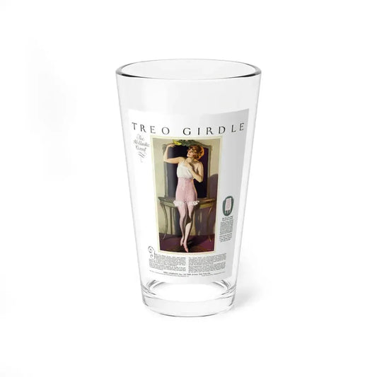 Advertisement for Treo-Girdle, Harper's Bazaar, April 1923 (Magazine Illustration) Pint Glass 16oz 16oz - Go Mug Yourself