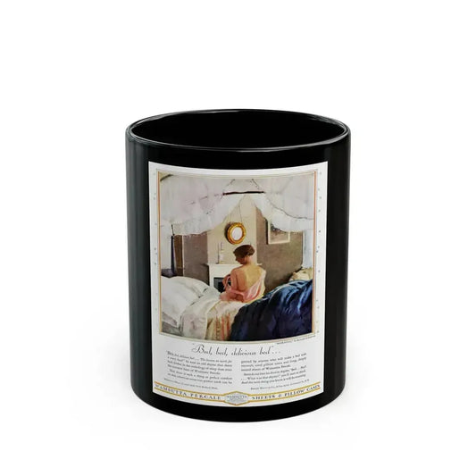 Advertisement for Wamsutta Percale, Harper's Bazaar, July 1930 - Black Coffee Mug 11oz - Go Mug Yourself