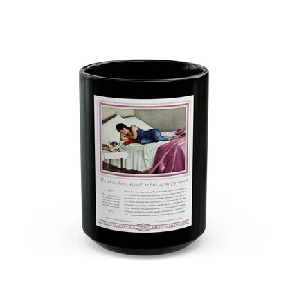 Advertisement for Wamsutta Percale, Harper's Bazaar, March 1931 - Black Coffee Mug 15oz - Go Mug Yourself