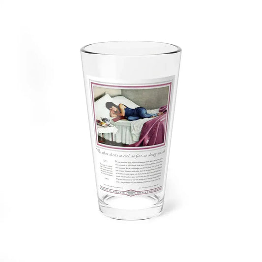 Advertisement for Wamsutta Percale, Harper's Bazaar, March 1931 (Magazine Illustration) Pint Glass 16oz 16oz - Go Mug Yourself