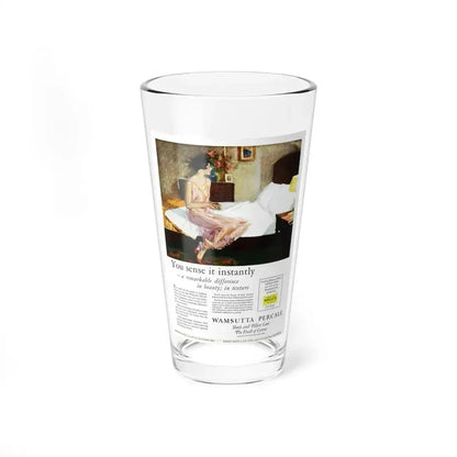 Advertisement for Wamsutta Percale, Harper's Bazaar, May 1927 (Magazine Illustration) Pint Glass 16oz 16oz - Go Mug Yourself