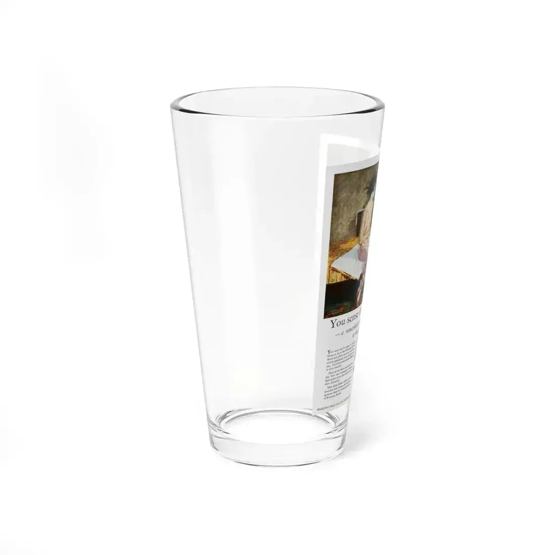 Advertisement for Wamsutta Percale, Harper's Bazaar, May 1927 (Magazine Illustration) Pint Glass 16oz - Go Mug Yourself