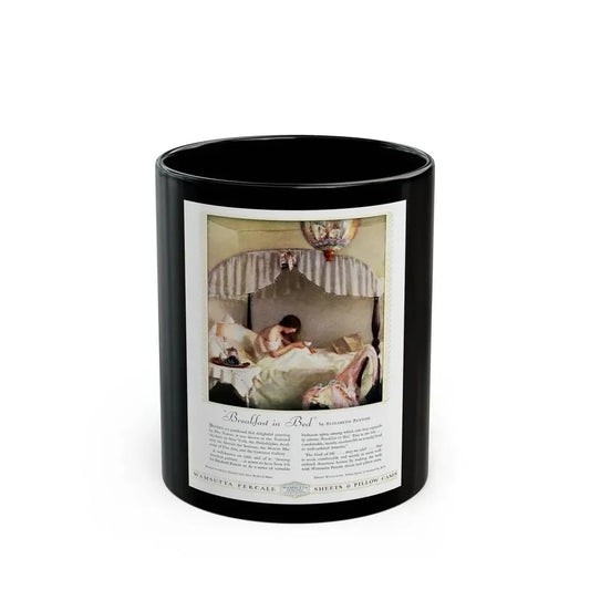 Advertisement for Wamsutta Percale, Harper's Bazaar, May 1930 - Black Coffee Mug 11oz - Go Mug Yourself