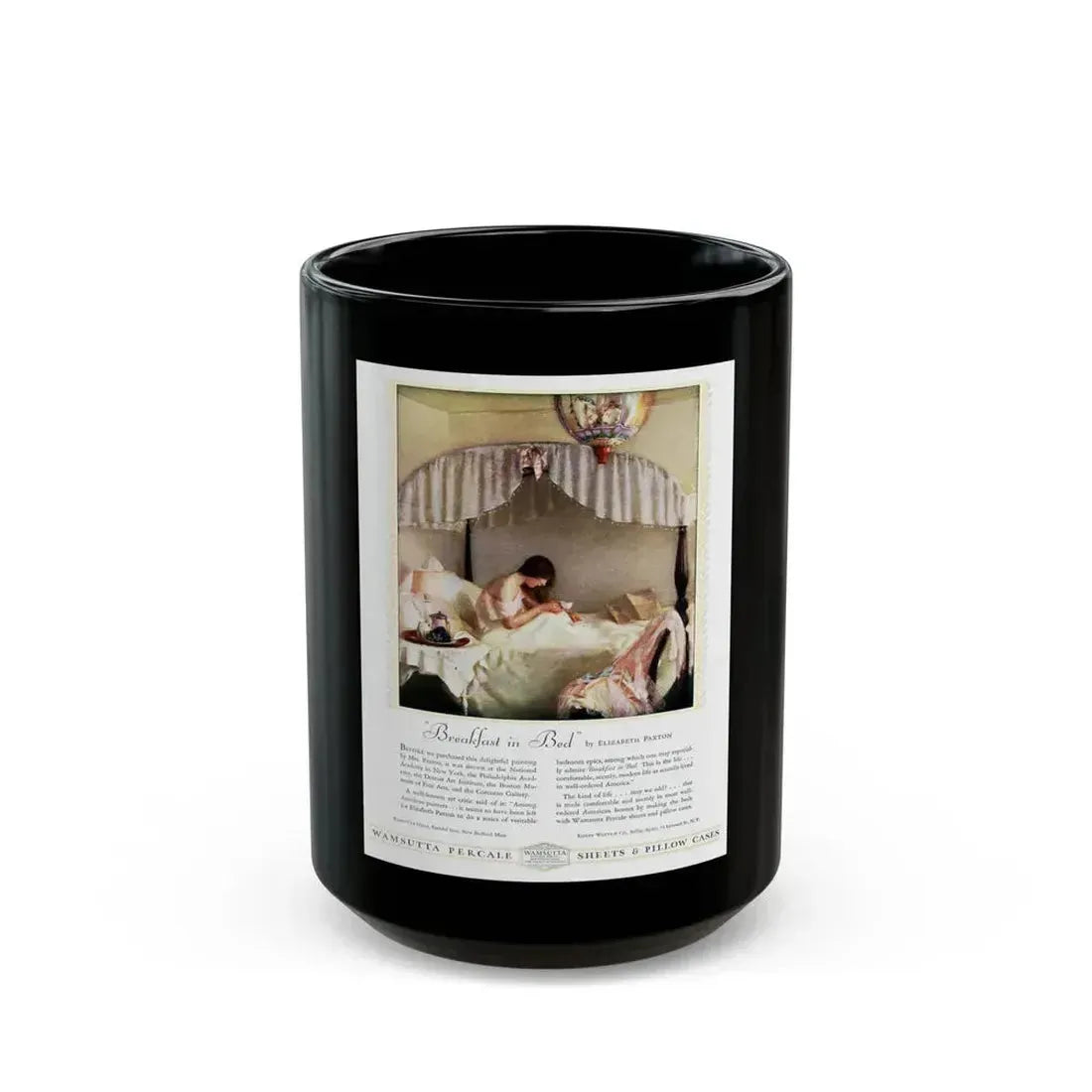 Advertisement for Wamsutta Percale, Harper's Bazaar, May 1930 - Black Coffee Mug 15oz - Go Mug Yourself