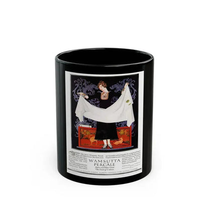 Advertisement for Wamsutta Percale, Harper's Bazaar, September 1924 - Black Coffee Mug 11oz - Go Mug Yourself