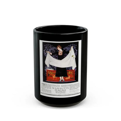 Advertisement for Wamsutta Percale, Harper's Bazaar, September 1924 - Black Coffee Mug 15oz - Go Mug Yourself