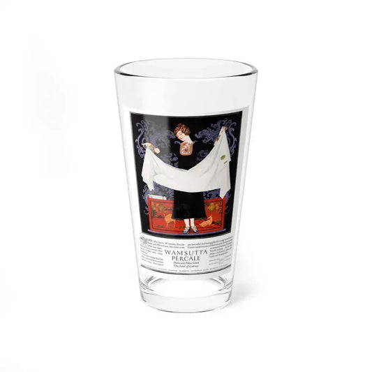 Advertisement for Wamsutta Percale, Harper's Bazaar, September 1924 (Magazine Illustration) Pint Glass 16oz 16oz - Go Mug Yourself