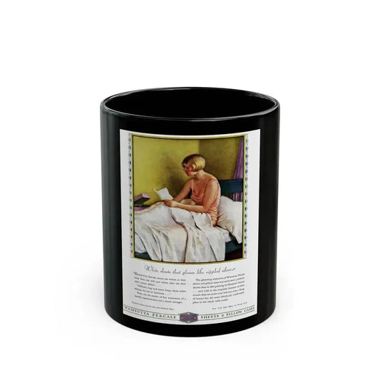 Advertisement for Wamsutta Percale, Harper's Bazaar, September 1930 - Black Coffee Mug 11oz - Go Mug Yourself