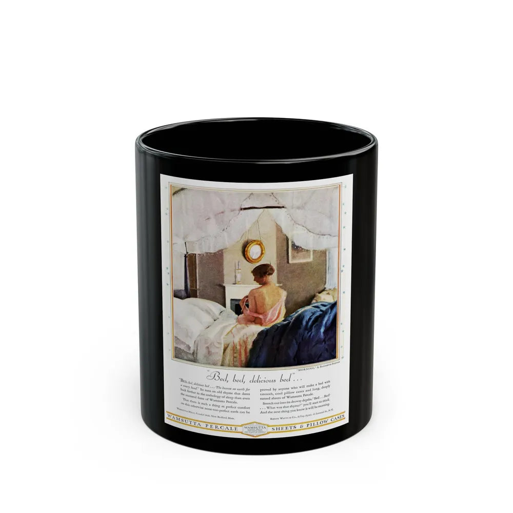 Advertisement for Wamsutta Percale, Harper's Bazaar, July 1930 - Black Coffee Mug-11oz-Go Mug Yourself