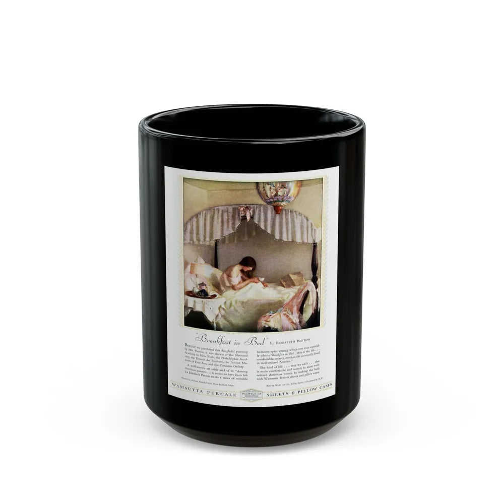 Advertisement for Wamsutta Percale, Harper's Bazaar, May 1930 - Black Coffee Mug-15oz-Go Mug Yourself